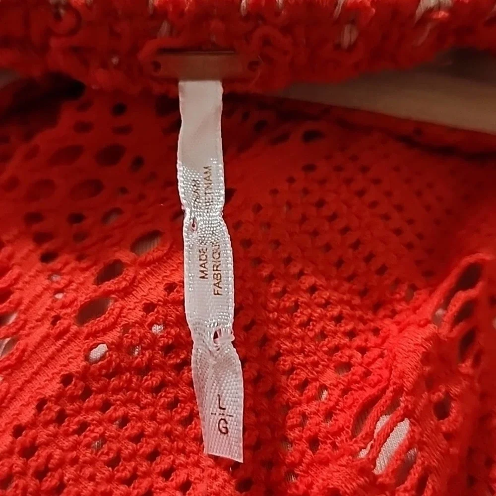 Free People, Oceanside orangy red Crochet Strapless Minidress size‎ large new!!!